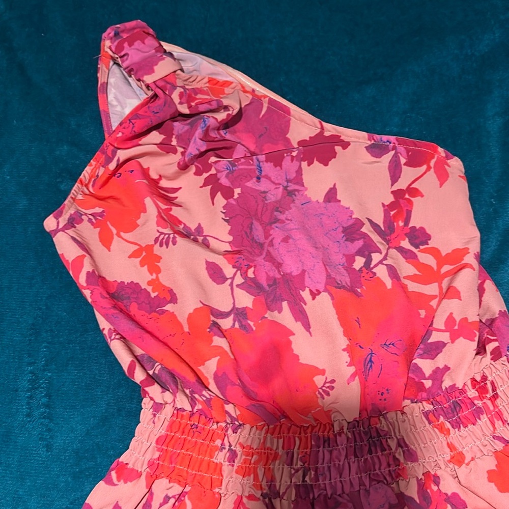 Pink and Orange one shoulder dress